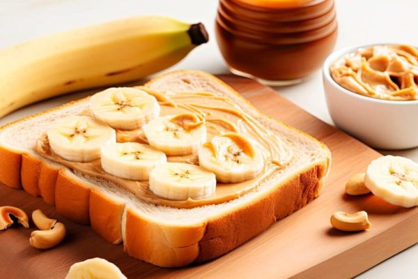 Roti Gandum dengan Selai Kacang dan Pisang untuk Camilan